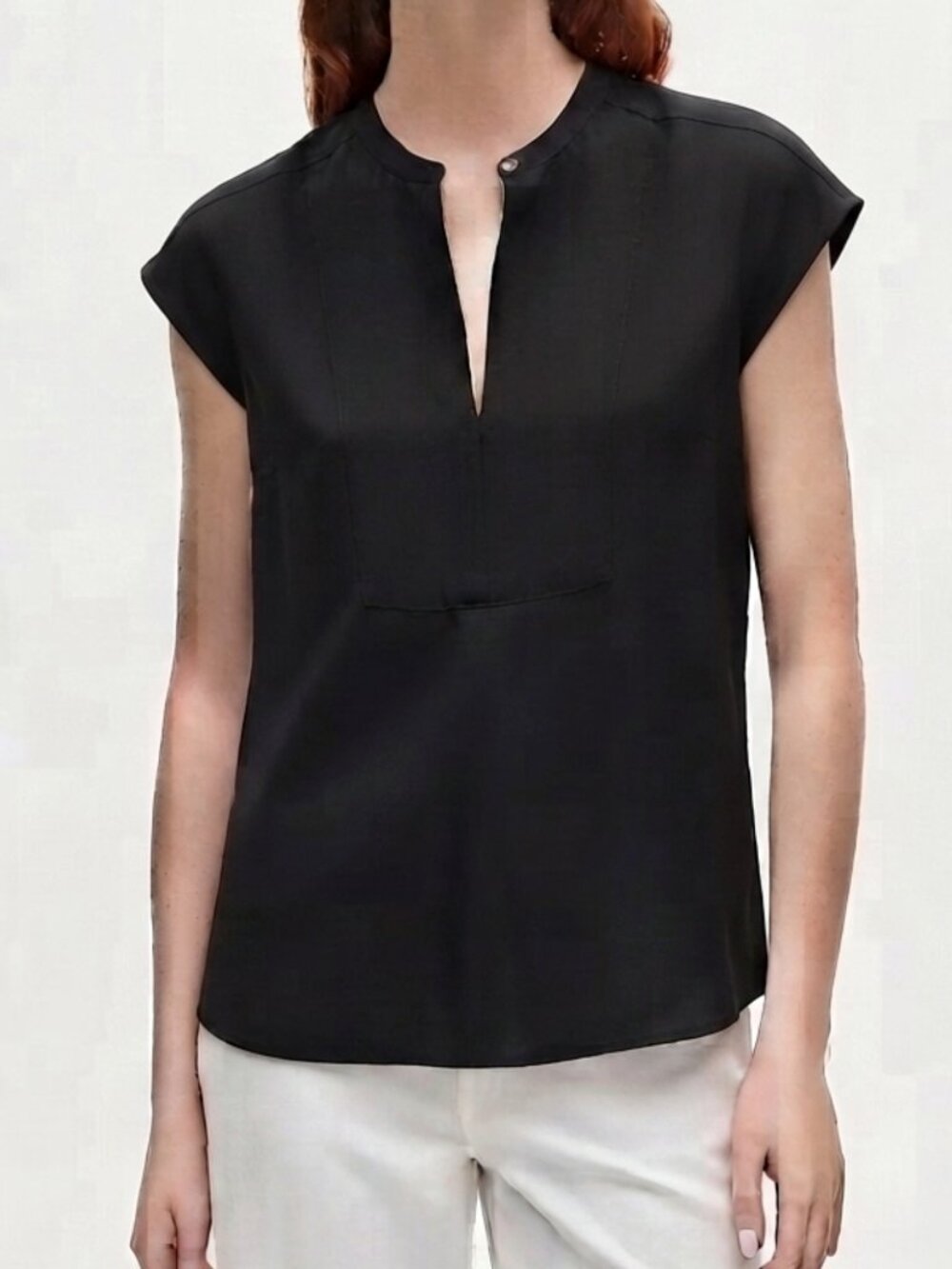 J. Crew Drapey cap-sleeve blouse Black XL